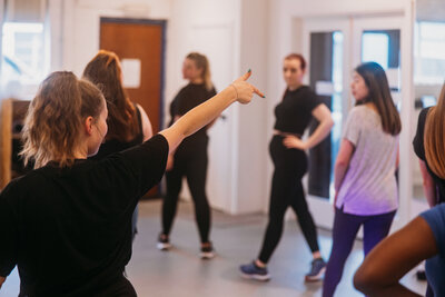 Group dancing in a dance studio