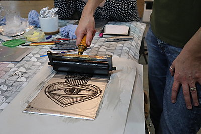 close up of a printmaking in a workshop