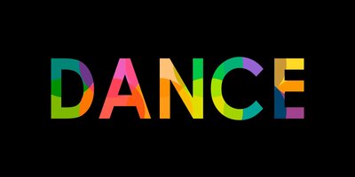 Colourful word 'Dance' in capital letters