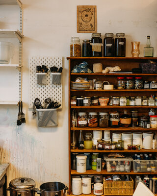 Shelves stocked up with natural dyes