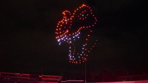 Drone light show t-rex