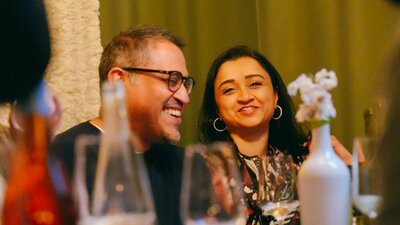 Guests enjoy wine tasting together