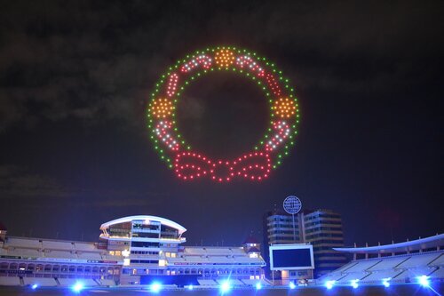 Wreath drone animation over Trent Bridge