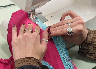 Crafting magic with vibrant fabric and lace