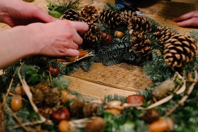 Crafting a Cosy Pinecone Wreath