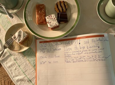 Yummy biscuits and a guestbook filled with delightful comments