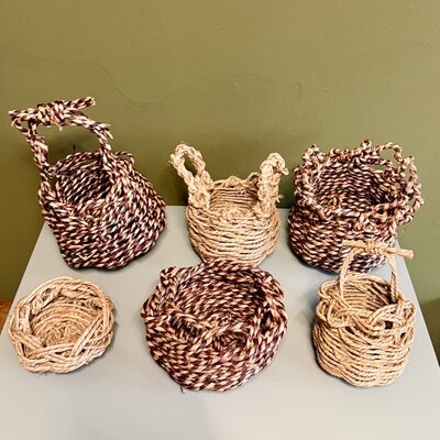 Charming handwoven baskets in earthy tones