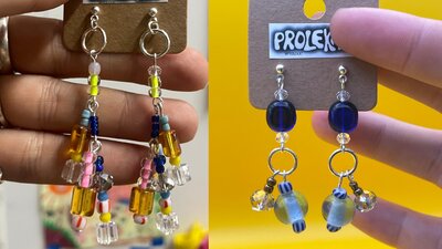 Colourful Handmade Beaded Earrings on Display