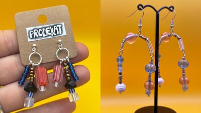 Colourful Beaded Earrings Pair - Handmade and Funky!