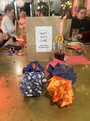 Cheery origami creations at Craft with Clare workshop