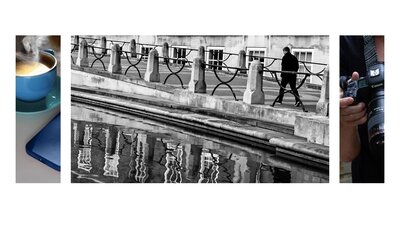 Capturing city reflections with coffee and a camera