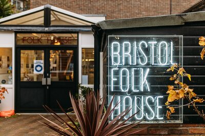 Illuminated Bristol Folk House sign