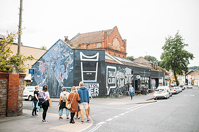 Upfest street art tour group check out Bristol Beer Factory's outdoor mural